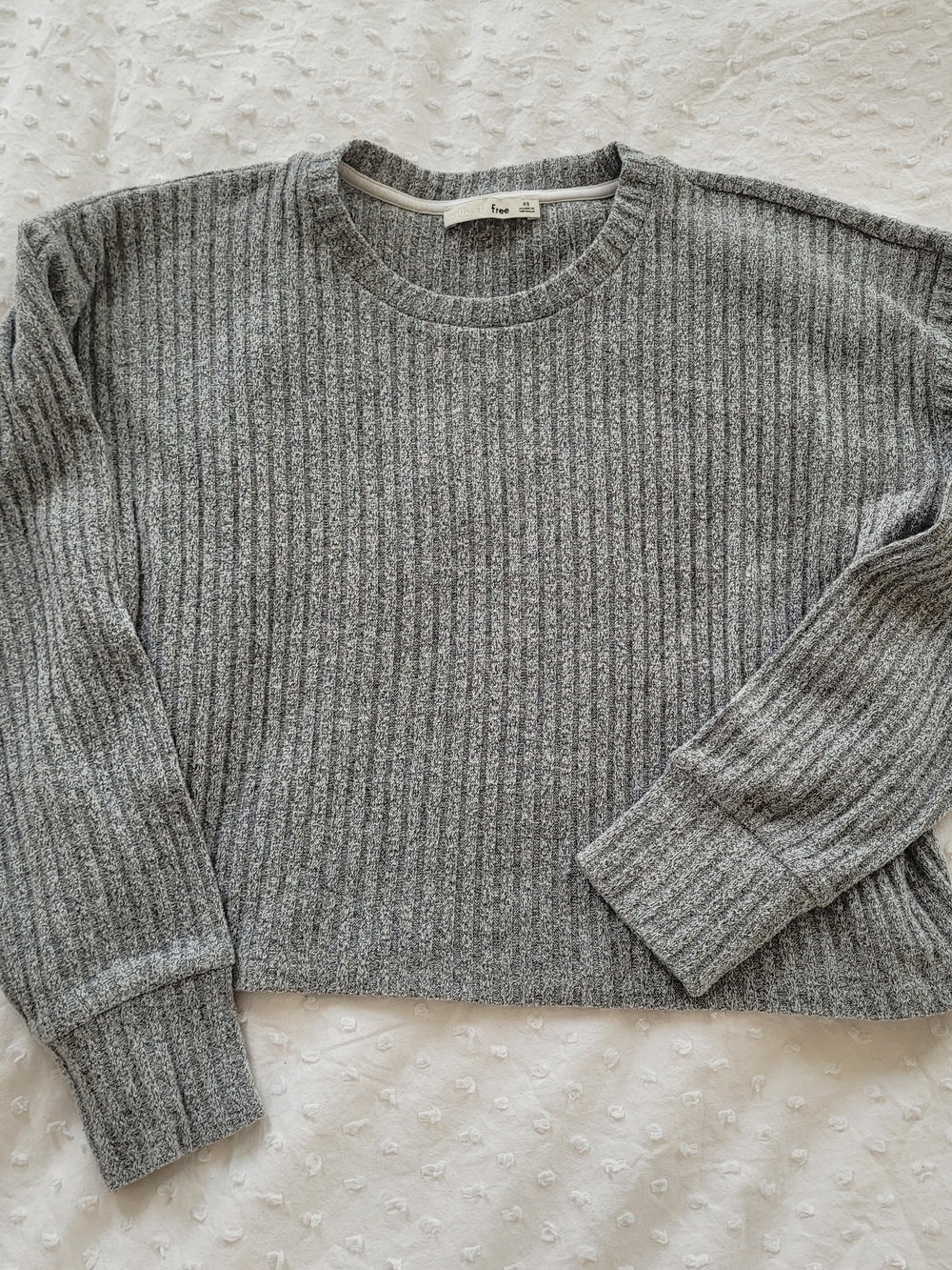 Aritzia Gray Ribbed Crewneck Sweater